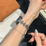 بند اپل واچ Diamond leaf bracelet با گارد نگینی (کدw5072)