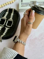 بند اپل واچ Diamond leaf bracelet با گارد نگینی (کدw5072) - Image 3